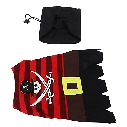 Tixiyu Haustier Halloween Pirat Kostüm Hund Pirat Outfit Kitty Pirate Kleidermaschine Waschbarer Polyester mit Hut für Halloween -Partys Rollenspiel (L) von Tixiyu