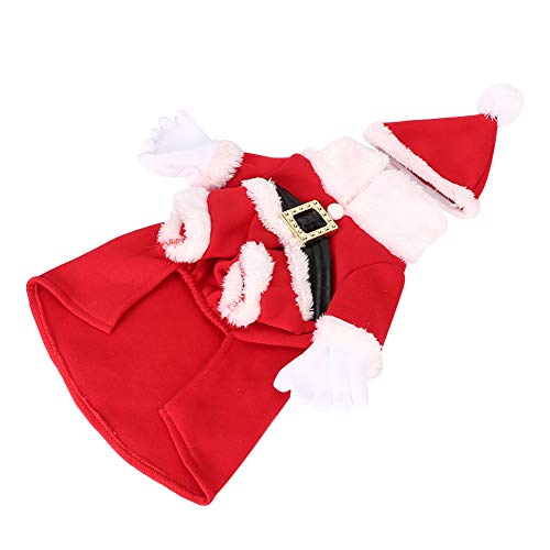 Tixiyu Haustier Weihnachtskostüm Baumwolle Weihnachtskleidung Weihnachts -Outfit für Hunde Katzen Weich Warm Rote 5 Größen mit Hut für Weihnacht Rollenspiel (S) von Tixiyu