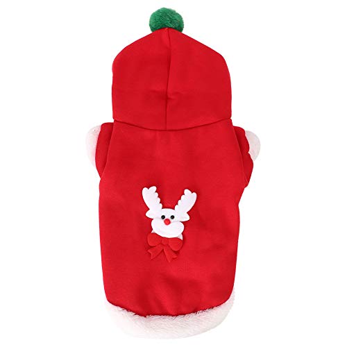 Tixiyu Haustierkleidung für Hunde und Katzen, Weihnachtskostüm, Kapuzenpullover aus Baumwolle, Weich, Bequem, Warm, mit Knöpfen für Kleine, Mittelgroße und Große Haustiere (M) von Tixiyu