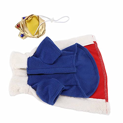 Tixiyu Haustierkostüm Hund Katze Outfit Haustierkleidung mit Kronenkopfschmuck Rotblau Samt für die Halloween -Weihnachtsfeier Täglicher Kleidung (L) von Tixiyu