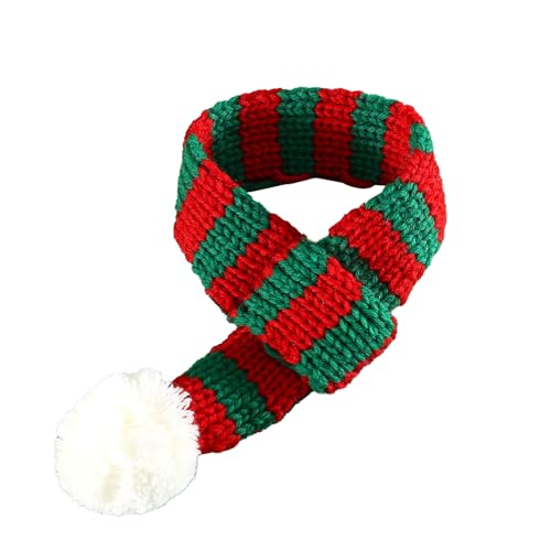 Tixiyu Hund Winterschal Haustier Weihnachtschal Strickschal für Hunde Katzen Weich Warm Gestreifter Strickschal mit Verschwommenem Ball für Weihnacht Fotografie Winter Accessoires (Rotgrün) von Tixiyu