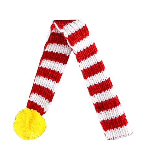 Tixiyu Hund Winterschal Haustier Weihnachtschal Strickschal für Hunde Katzen Weich Warm Gestreifter Strickschal mit Verschwommenem Ball für Weihnacht Fotografie Winter Accessoires (Weiß und rot) von Tixiyu