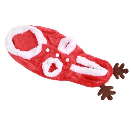 Tixiyu Hunde Weihnachtsmantel Weiche Plüschhäuser -Haustierbekleidung mit Schnappknöpfen für Hunde Katzen Welpen Kaninchen Warmes Winterurlaub Kostüm (M) von Tixiyu