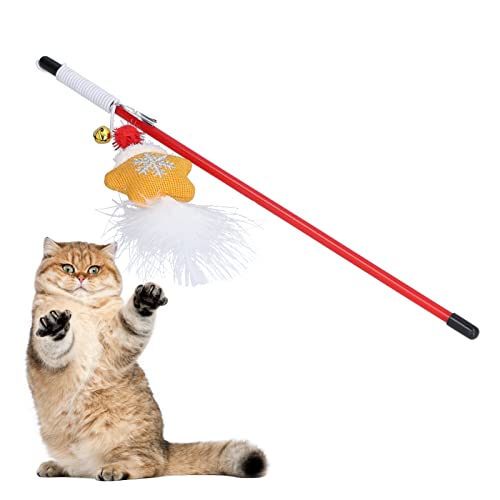Tixiyu Katzen Teaser Wand Interactive Cat Toy Stick Christmas Series Funny Cat Rod für Trainingstrainer mit ABS Langable Material 30,5 cm Länge für Katzen Spielen von Tixiyu