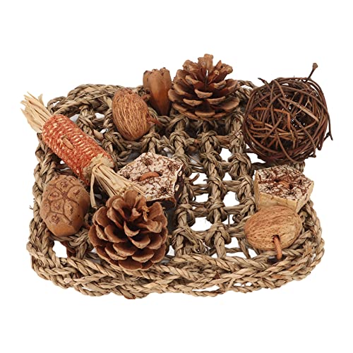 Tixiyu Vogel-Kletternetz, Rattan-Kugel, Tannenzapfen, Maiskolben, Nüsse, Strohseil, Papageien-Webnetz für Papageienkäfig-Zubehör Tixiyu Vogel-Kletternetz, Rattan-Kugel, Tannenzapfen, Maiskolben, Nüsse, Strohseil, Papageien-Webnetz für Papageienkäfig-Zubehör von Tixiyu
