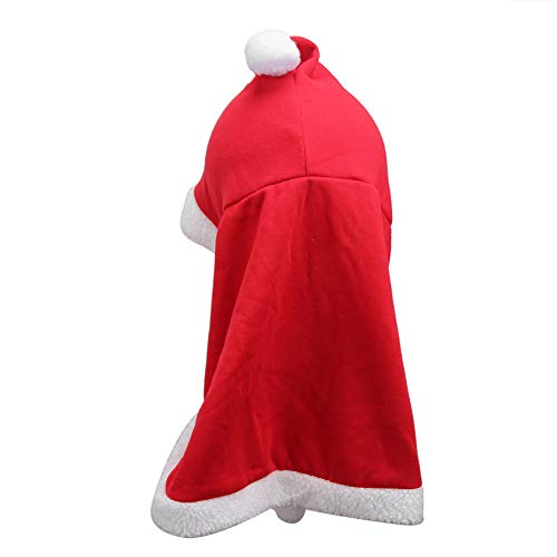 Tixiyu Weihnachtskostüm für Hunde, Weihnachtsmann-Outfit, Feiertagsumhang mit Roter Mütze und Weißem Fellrand für Katzen und Hunde, Verstellbarer Kinnriemen, Leicht zu Tragen (S) von Tixiyu