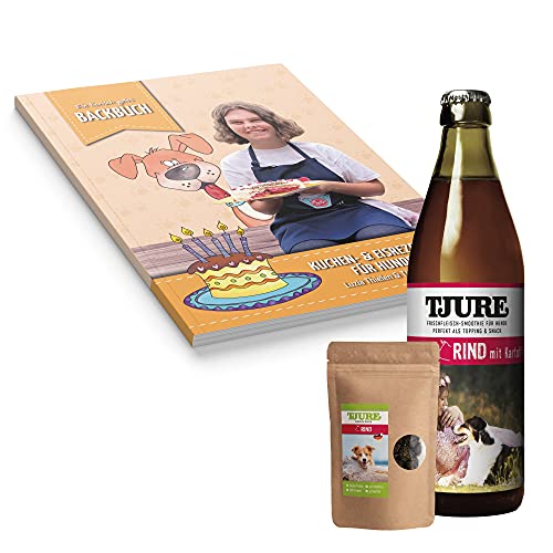 Tjure Fleischsmoothie Rind 320 ml inkl. Luzias Backbuch mit Kuchen- & Eisrezepte für Hunde | Backen für Hunde | Leckerlis selbst herstellen | von Tjure