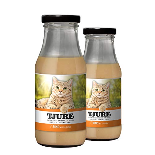 TJURE Cat Katzendrink Rind 6 x 220ml - Katzensuppe - Flüssignahrung für Katzen - Optimale Flüssigkeitszufuhr für trinkfaule Stubentiger - Tierisch Gutes Futter-Topping von Tjure