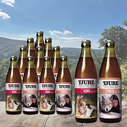 TJURE Dog Hundesmoothie 10 + 2 x 320ml Mixaktion 6 x Pute + 6 x Rind - Flüssignahrung für Hunde zu Hause und unterwegs - Optimale Flüssigkeitszufuhr für aktive & trinkfaule Hunde TJURE Dog Hundesmoothie 10 + 2 x 320ml Mixaktion 6 x Pute + 6 x Rind - Flüssignahrung für Hunde zu Hause und unterwegs - Optimale Flüssigkeitszufuhr für aktive & trinkfaule Hunde von Tjure