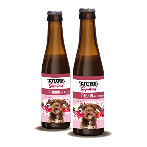 TJURE Dog Hundesmoothie Huhn mit Beeren 10 + 2-12 x 220ml - Flüssignahrung für Hunde zu Hause und unterwegs von Tjure