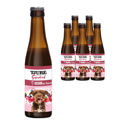 TJURE Dog Hundesmoothie Huhn mit Beeren 6 x 220ml - Flüssignahrung für Hunde zu Hause und unterwegs von Tjure