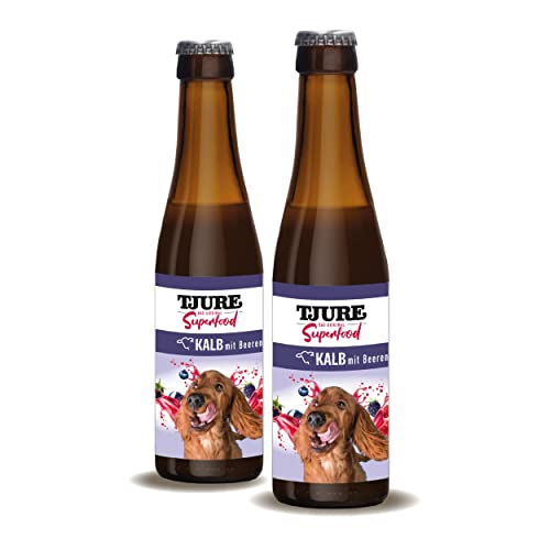 TJURE Dog Hundesmoothie Kalb mit Beeren 10 + 2-12 x 220ml - Flüssignahrung für Hunde zu Hause und unterwegs von Tjure