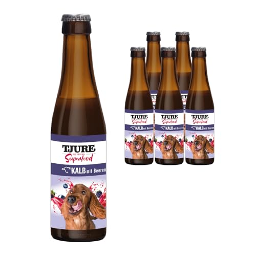 TJURE Dog Hundesmoothie Kalb mit Beeren 6 x 220ml - Flüssignahrung für Hunde zu Hause und unterwegs von Tjure