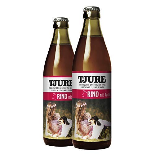 TJURE Fleischsmoothie Rind 2 x 320ml - Flüssignahrung für Hunde zu Hause und unterwegs - Optimale Flüssigkeitszufuhr für aktive & trinkfaule Hunde von Tjure