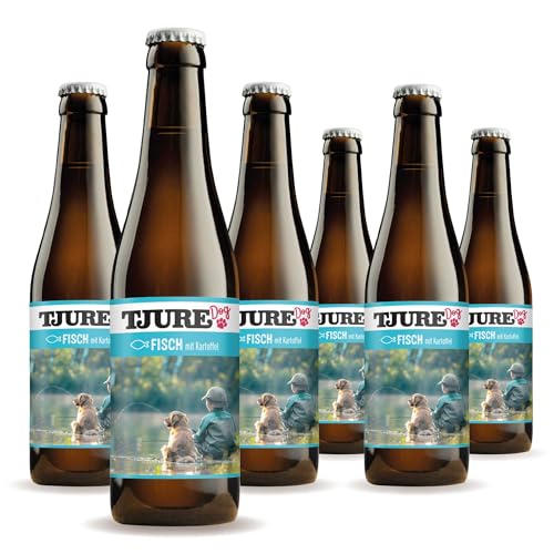 TJURE Hundesmoothie Fisch mit Kartoffel | 6 x 220 ml | getreidefreier Trink-Snack für Hunde | Mit 26 % Fisch & Gemüse | Leicht verdaulich & natürlich | Ohne Zusatzstoffe | Omega-3 für Fell & Haut von Tjure