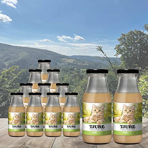 TJURE Cat Katzendrink Lamm 10 + 2 x 220ml - Katzensuppe - Flüssignahrung für Katzen - Optimale Flüssigkeitszufuhr für trinkfaule Stubentiger - Tierisch Gutes Futter-Topping von Tjure