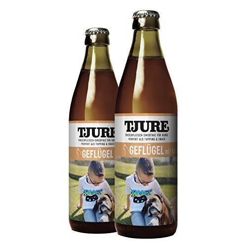 TJURE Dog Fleischsmoothie Geflügel 2 x 320ml - Flüssignahrung für Hunde zu Hause und unterwegs - Optimale Flüssigkeitszufuhr für aktive & trinkfaule Hunde von Tjure