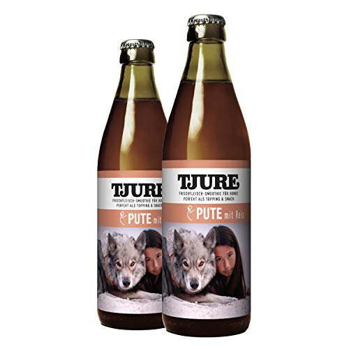 TJURE Dog Fleischsmoothie Pute 2 x 320ml - Flüssignahrung für Hunde zu Hause und unterwegs|Optimale Flüssigkeitszufuhr für aktive und trinkfaule Hunde|Tierisch gutes Futter-Topping von Tjure