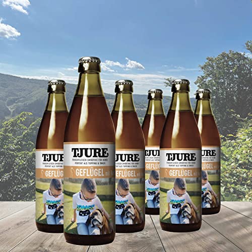 TJURE Hunde-Fleischsmoothie Geflügel 6 x 320ml - Flüssignahrung für zu Hause und unterwegs - Optimale Flüssigkeitszufuhr für aktive & und trinkfaule Hunde von Tjure