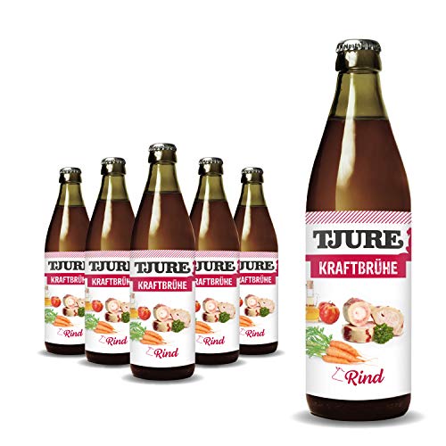 TJURE Kraftbrühe Rind 5 + 1 x 320ml Aktion - Flüssignahrung für Hunde und Katzen - Optimaler Energieliferant und Flüssigkeitszufuhr für trinkfaule Vierbeiner und Stubentiger von Tjure