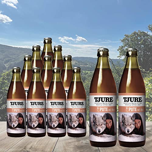 TJURE Hundesmoothie Pute 320ml 10 + 2 Aktion - Flüssignahrung für Hunde zu Hause und unterwegs - Optimale Flüssigkeitszufuhr für aktive und trinkfaule Hunde - Für Snackroller TJURE Hundesmoothie Pute 320ml 10 + 2 Aktion - Flüssignahrung für Hunde zu Hause und unterwegs - Optimale Flüssigkeitszufuhr für aktive und trinkfaule Hunde - Für Snackroller von Tjure