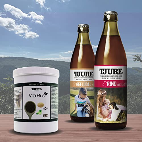 TJURE Vita Plus 500 g + 2 Flaschen TJURE Hund Smoothie Gratis dazu | KRÄUTERREICHE GRUNDVERSORGUNG | LEBENSWICHTIGE VITALSTOFFE | GESUNDE KÖRPERLICHE ENTWICKLUNG von Tjure
