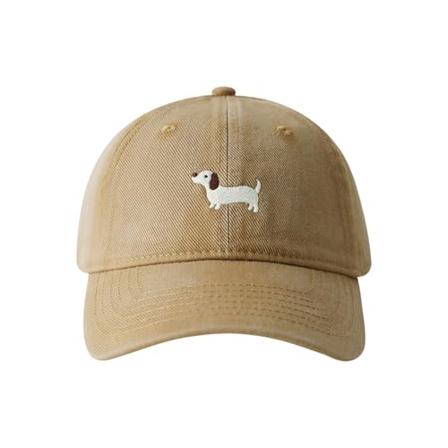 Entzückende Baseballmütze mit Hunde-Stickerei, Baumwolle, mit gesticktem Dackel, lässiger sportlicher Stil, weiche Baumwoll-Baseballmütze mit Welpen-Stickerei von Tkidplw
