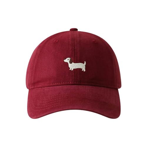 Entzückende Baseballmütze mit Hunde-Stickerei, Baumwolle, mit gesticktem Dackel, lässiger sportlicher Stil, weiche Baumwoll-Baseballmütze mit Welpen-Stickerei von Tkidplw