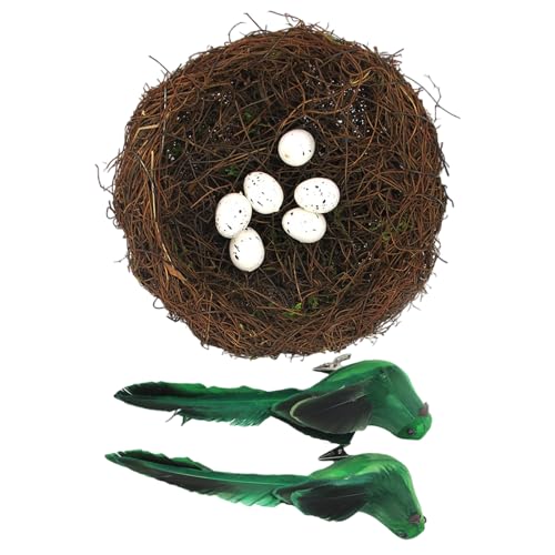 Saisonaler gewebter Vogelnest Korb Dekoration komplett mit künstlichen Eiern gefiederter Vogel für den Innenbereich saisonale Displays Ostern Foto Requisiten Saisonaler gewebter Vogelnest Korb Dekoration komplett mit künstlichen Eiern gefiederter Vogel für den Innenbereich saisonale Displays Ostern Foto Requisiten von Tkidplw