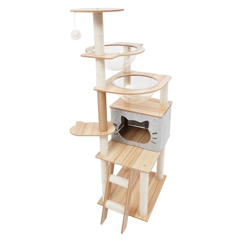 Kratzbaum 135cm Kleiner Katzenbaum mit Höhle Oben Sitzstange Sprungplattform Kratzsäule Korb, Mehrstöckiger Kletterturm Kletterbaum für 3-4 kleine Katzen, Grau Kratzbaum 135cm Kleiner Katzenbaum mit Höhle Oben Sitzstange Sprungplattform Kratzsäule Korb, Mehrstöckiger Kletterturm Kletterbaum für 3-4 kleine Katzen, Grau von TkkMivcOC
