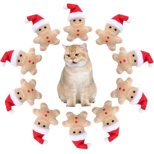 10 Stück Lebkuchen Katzenspielzeug - Katze Beißspielzeug Weihnachten Lebkuchenmann Plüschtier Für Innen Und Außen-Katzen | Tragbares Katzenminze-Spielzeug Für Katzen | Weihnachtliches Katzen-Beißspiel 10 Stück Lebkuchen Katzenspielzeug - Katze Beißspielzeug Weihnachten Lebkuchenmann Plüschtier Für Innen Und Außen-Katzen | Tragbares Katzenminze-Spielzeug Für Katzen | Weihnachtliches Katzen-Beißspiel von Tktouci