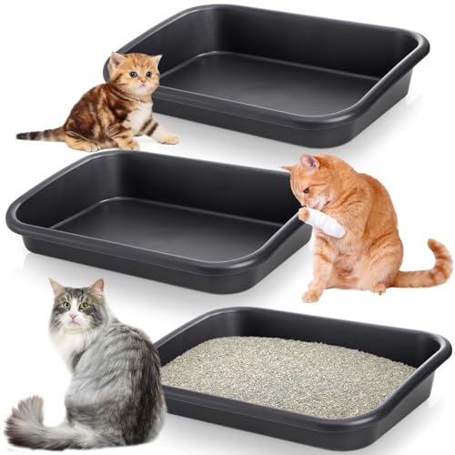 Tlence Katzentoilette mit niedrigem Einstieg, 58,4 cm, offene Oberseite, für Kätzchen, extra große Reise-Toilette, flache Töpfchentabletts für drinnen und draußen, gebrechliche Behinderte, ältere von Tlence