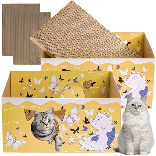 Tlence Kratzbox für Katzen, 41,5 cm, Wellpappe, wendbar, doppelseitig, mit 2 Kratzpads, große Katzenkratzschale für interaktives Spielen, 2 Stück Tlence Kratzbox für Katzen, 41,5 cm, Wellpappe, wendbar, doppelseitig, mit 2 Kratzpads, große Katzenkratzschale für interaktives Spielen, 2 Stück von Tlence