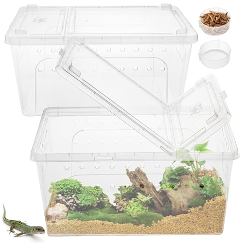 Tlence Reptilien-Futterbox, Kunststoff, Schlangenzuchtbehälter mit Futternapf, doppelte Öffnung, transparentes Spinnen-Terrarium, weißer Mini-Tier-Habitat-Käfig für Skorpionfrosch, 32 x 22,1 x 15,2 Tlence Reptilien-Futterbox, Kunststoff, Schlangenzuchtbehälter mit Futternapf, doppelte Öffnung, transparentes Spinnen-Terrarium, weißer Mini-Tier-Habitat-Käfig für Skorpionfrosch, 32 x 22,1 x 15,2 von Tlence