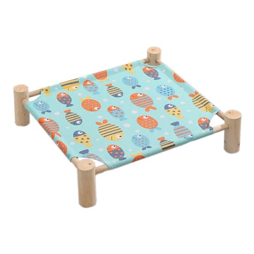 Tlily Katzen- und Hunde-Hängemattenbett, Holz, Katzenhängematte, erhöhtes Kühlbett, abnehmbar, tragbar, für drinnen und draußen, Haustierbett, geeignet von Tlily