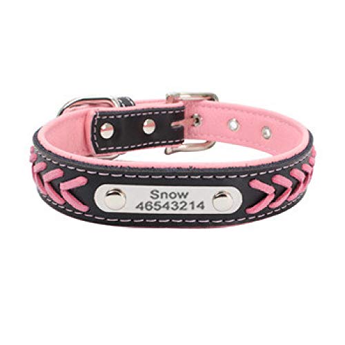 Tlwrnop Gravur Hundehalsbänder Leder verstellbar Personalisiert Kundenname Kosename Hunde-ID Halsband Name Hundehalsband für kleine große Pink_L von Tlwrnop