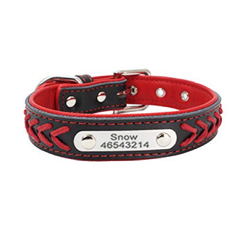 Tlwrnop Gravur Hundehalsbänder Leder verstellbar personalisiert Kosename Hund ID Halsband Name Hundehalsband für kleine große Red_M von Tlwrnop