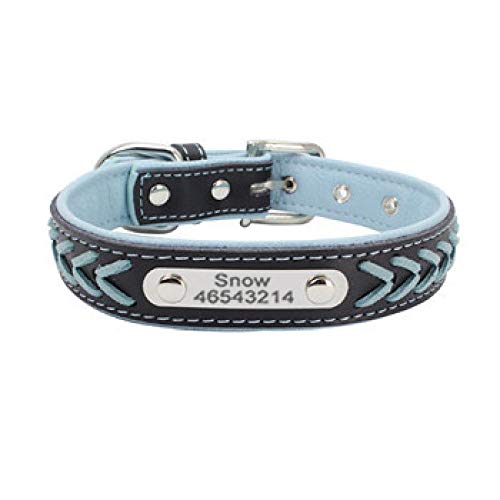 Tlwrnop Gravur Hundehalsbänder Leder verstellbar personalisiert Kundenname Hundename Hundehalsband Name Hundehalsband für kleine große Blue_M von Tlwrnop