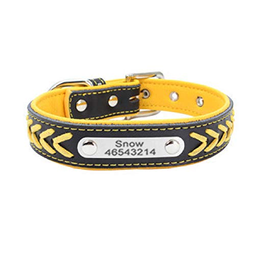 Tlwrnop Gravur Hundehalsbänder Leder verstellbar personalisiert Kundenname Hundename Hundehalsband Name Hundehalsband für kleine große-Yellow_M von Tlwrnop