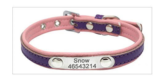 Tlwrnop Gravur Pu Leder Verstellbare Halskette Nieten Pet Dog Cat Collars Pfotenschliff Welpenhalsbänder-Purple_XL von Tlwrnop