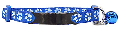Nylonhalsband Benutzerdefinierte Personalisierte ID   Gravur Pfotenabdruck Katze Kleiner Hund Niedliches Nylon Einstellbar für Welpenkätzchen Halskette-P-Blue_Black_7-12_inch von Tlwrnop