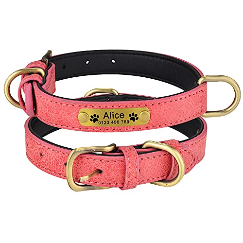 Tlwrnop Personalisierte Hundehalsbänder Hundehalsband mit ID-Tags Einstellbar Groß Mittel Klein Hundewelpen Lederverdickung Durable-Red_L von Tlwrnop