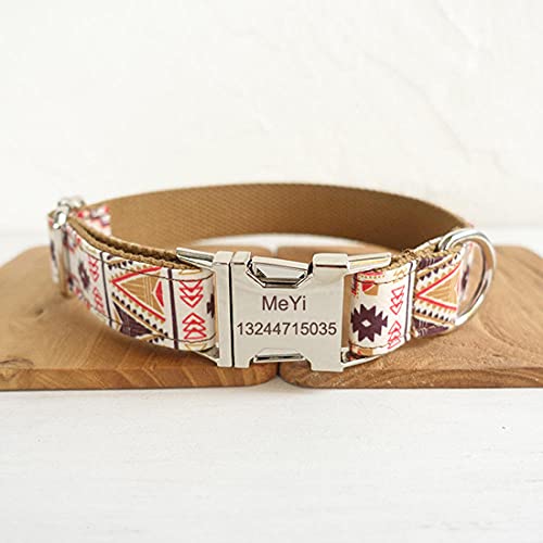 Tlwrnop Personalisiertes Hundehalsband in einem braunen Böhmen mit lasergravierter Schnalle   ID Hundehalsband Personalization-Engraved_M von Tlwrnop