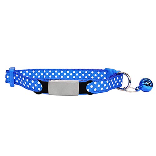Punktdruck Nylonhalsband Benutzerdefinierte Personalisierte ID Gravur Katze Kleiner Hund Süßes Nylon Einstellbar für Welpenkätzchen Halskette-Dot-Blue_Sliver_7-12_inch von Tlwrnop