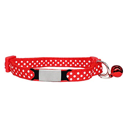 Punktdruck Nylonhalsband Benutzerdefinierte Personalisierte ID Gravur Katze Kleiner Hund Süßes Nylon Einstellbar für Welpenkätzchen Halskette-Dot-Red_Sliver_7-12_inch von Tlwrnop