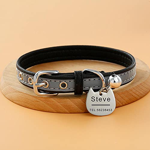 Tlwrnop personalisierte Hundehalsband Leder echte benutzerdefinierte Hundehalsband Small Medium Dogs Cat Pet Name Haustier Hundehalsband ID-Tags Engraving-Black_XL von Tlwrnop