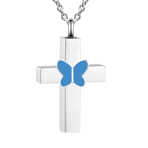 Tmboryuu Pet Ashes Halskette Medaillon Halskette Für Tierische Haustiermama Medomm Für Asche/Haar Blau Schmetterling Halskette Für Asche/Haare von Tmboryuu