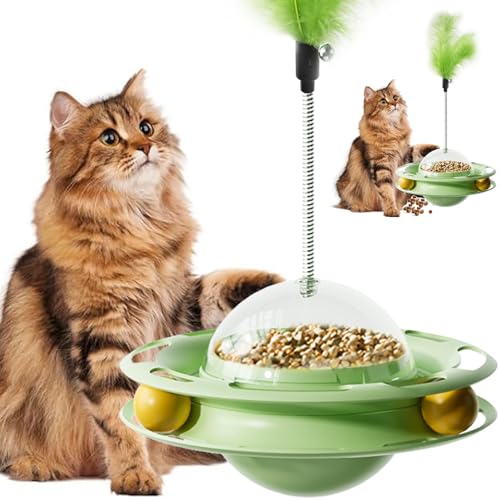 Katzenspielzeug Ballspur, Katzenball Spielzeug mit Feder Katze Teaser, Katzenleckerli Spender Spielzeug mit Interaktivem Katzenspielzeug für Indoor Katzen Spielzeug Slow Feeder Treat Ball Katze Puzzle Katzenspielzeug Ballspur, Katzenball Spielzeug mit Feder Katze Teaser, Katzenleckerli Spender Spielzeug mit Interaktivem Katzenspielzeug für Indoor Katzen Spielzeug Slow Feeder Treat Ball Katze Puzzle von Tmeng