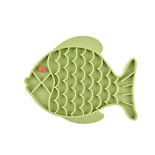 Cat Slow Feeder Fish Shaped Cat Leckmatte für Katzen Hunde Angst Cat Puzzle Feeder Cat Bowl Lustige Alternative zu Slow Feeder Cat Bowl Salatschüssel Mangoholz (B, One Size) von Tmianya