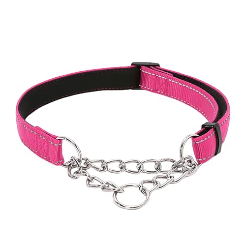 Pet Supplies Nylon Reflektierende Trainingshund Begleitende Weiche Hundehalskette P-Kette XQQ0309 (Hot Pink, XL) von Tmianya